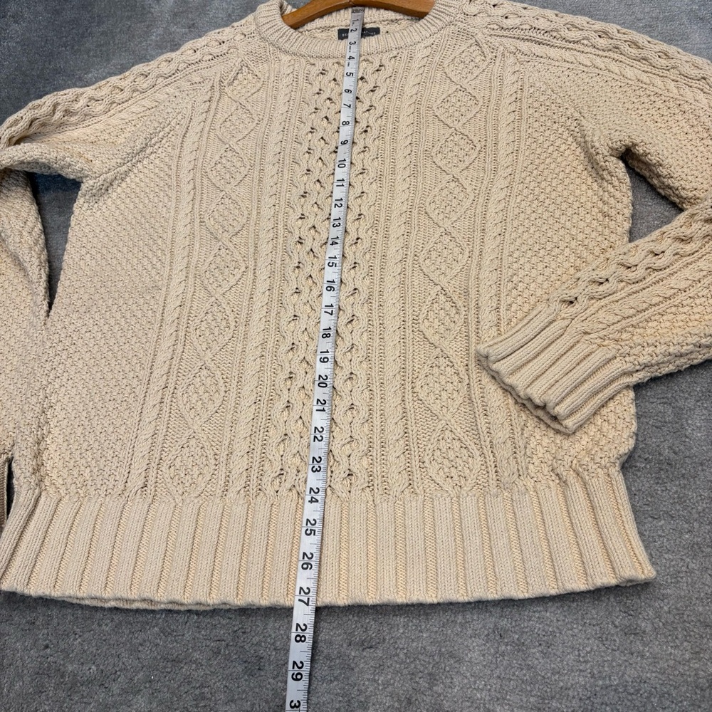 L.L. Bean Men's Signature Cotton Fisherman Sweater in Beige Large - Picture 12 of 13
